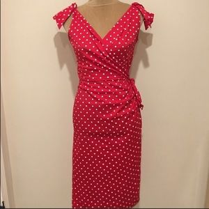 Red polka dot pinup wiggle dress size medium worn once